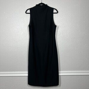 Banana Republic Black 100% Wool Mock Neck Sleeveless Midi Length Dress
